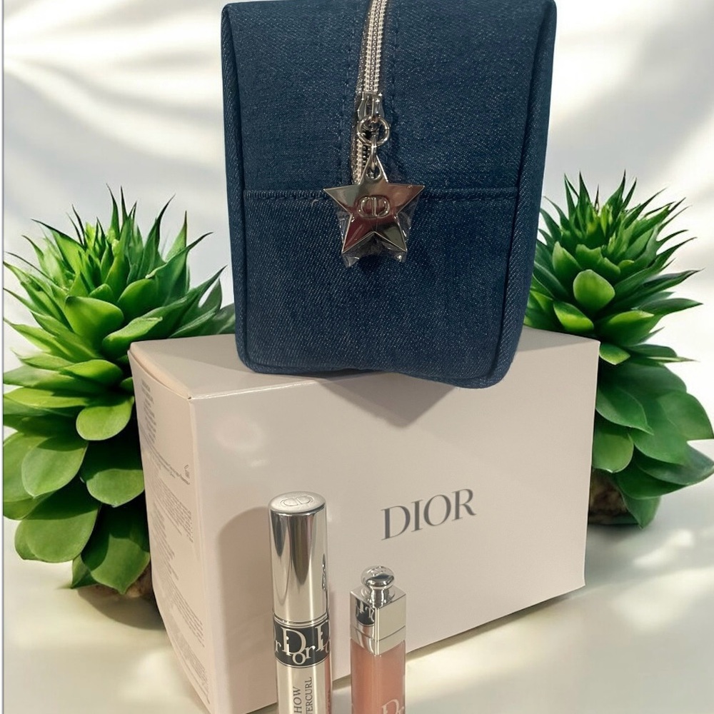 Dior Denim Pouch w/ mini Mascara, mini Lip Maximizer & Star Pull Zipper GWP